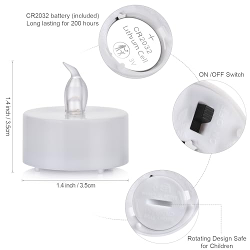 Tea-Light-12-Pack-Flameless-LED-Tea-Lights-Candles-Flickering-Warm-Yellow-200-Hours-Battery-Powered-Tealight-Candle-Ideal-for-Party-Wedding-Birthday-Home-Decoration-12-Pack