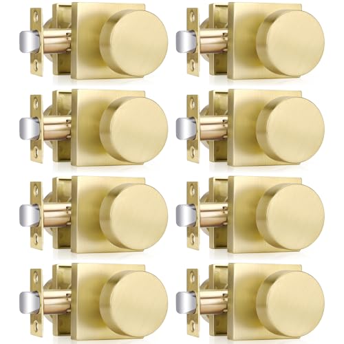 Haidms Brushed Gold Door Knobs Passage, Heavy Duty Zinc Alloy (8 Pack)