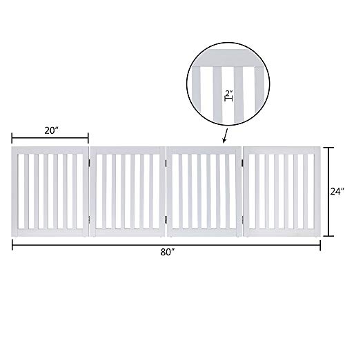 unipaws 24”H Free Standing Pet Gate for Dog Cat, Wooden Gates for Doorway, Stairs, Step Over Foldable Pet Fence for The House, Expandable Dog Barrier, Indoor Use, White by unipaws - Used condition - Image 4