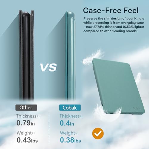 Image of CoBak Lightweight Stand Case for 7 inch 12th Gen 2024 and Colorsoft with Right Hand Strap - Compatible with iPhone MagSafe, for Samsung /Belkin /Anker Wireless Charging Pads,Misty Blue