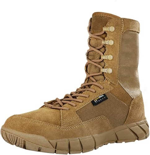 YEVHEV Combat Boots for Men Lightweight Military Tactical Shoes for Hiking (Coyote Brown, numeric_41)