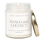 Sweet Water Decor Mango & Coconut Soy Candle - Pineapple, Mango and Orange Scented Summer Candles for Home - 9oz Clear Jar + Gold Lid, 40+ Hour Burn Time, Made in The USA