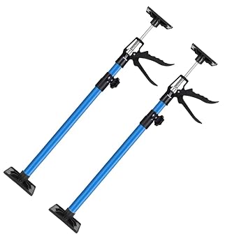 2Pcs Plasterboard Props 115-290CM Adjustable Telescopic Drywall Builders Props 40Kg Load, Telescopic Hand Lifting Jack Tools for Ceiling Plasterboard Support Door frame Tensioner Pole