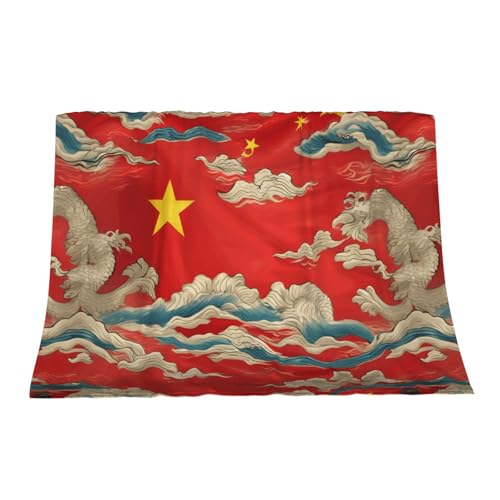 Couverture drapeau chinois douce chaude et légère jeté de lit compact 127x101 cm - 4
