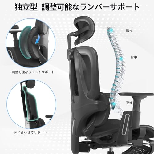 DEULUKO オフィスチェア メッシュチェア 人間工学 椅子