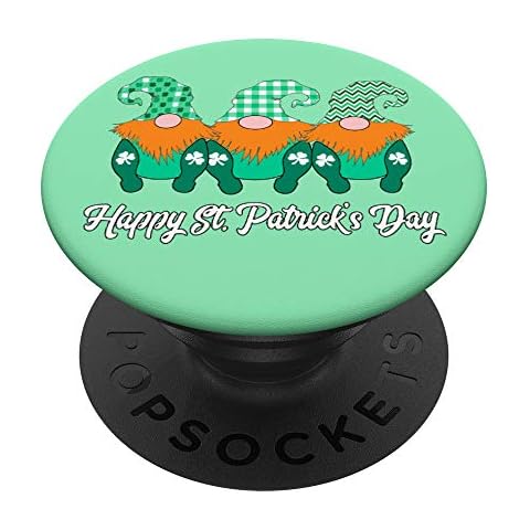 3 Cute Irish Gnomes Leprechauns Happy St. Patrick's Day PopSockets Grip and Stand for Phones and Tablets Cover