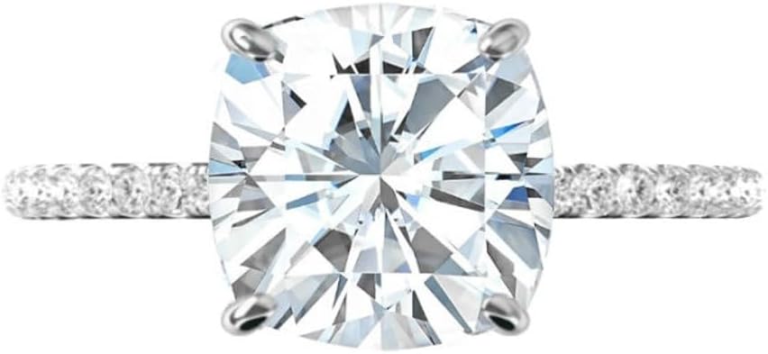 5 CT Cushion Cut Colorless Moissanite Engagement Ring Wedding Band Vintage Solitaire Halo Silver Jewelry Anniversary Promise Ring