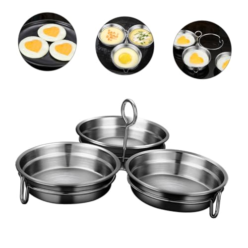 Toyvian Stainless Steel Egg Poacher Pan Heart-shaped Mold for Poached Eggs Steaming Boiling for Home Use with Safe Handle and Smooth Surface - Image 4