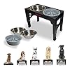 5-Tier Elevated Dog Bowls, Feeding Station Holder with 2 Stainless Steel +1 Slow Feeder Bowls Elevated, Water & Food Bowl Stand, Raised Dog Bowl Stand for Medium Size, Small & Large Breed