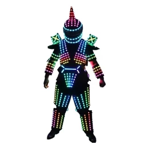 Earthradius Traje de robot LED a todo color, disfraz de baile para bar, Halloween, vestido de fiesta (M)