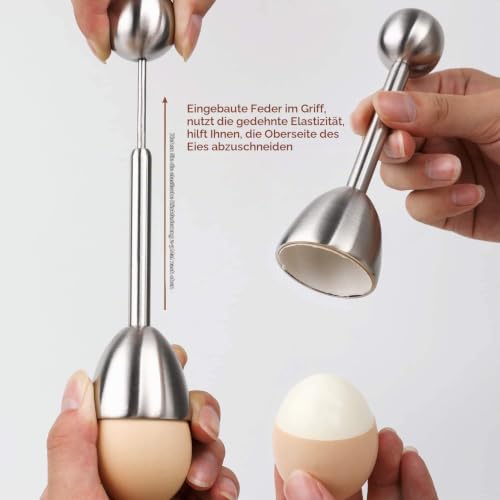 Foto von Eieröffner Eierköpfer Eieröffner aus Edelstahl Eier Cutter für harte und weiche Eier Harte Gekochtes Eier Cracker eierschal Abscheiderentferner