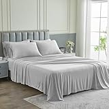Pure Bedding Bed Sheets - Queen Sheet Set [6-Piece, Heather Light Grey] - Hotel Luxury 1800 Brushed Microfiber - Soft and Breathable - Deep Pocket Fitted Sheet, Flat Sheet, Pillow Cases