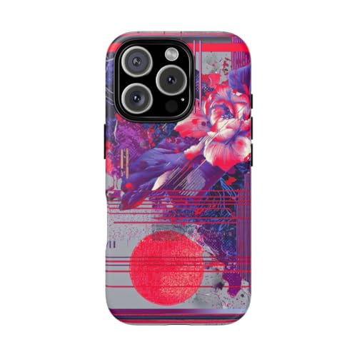 Coque rigide mate haut de gamme iPhone 16 Pro violet abstrait floral