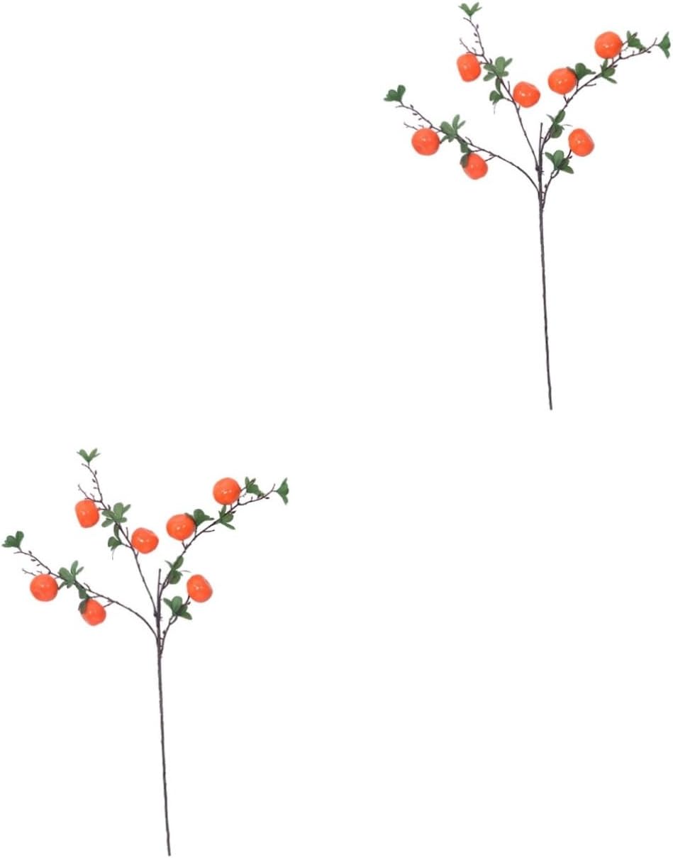 2pcs Simulated Orange Fruit Branch Lifelike Artificial Decor for Home Kitchen and Party for Crafts Photography Props and Seasonal Celebrations