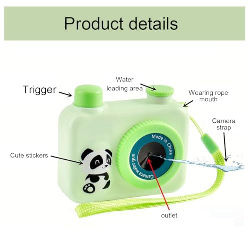 KQOZG 2 Stück Premium Wasserpistolen Set, Kamera-Wasserpistole, Wasserpistole Spielzeug für Kinder, Wasser Spritzpistole Kunststoff, Wasser Spritzpistole für Sommerpartys im Freien(Grün)