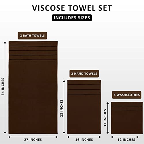 Utopia Towels Bundle Of 10 Bath Sheets & Viscose Towel Set - 2 Pack 600 Gsm Jumbo Bath Sheets - Set Of 8 Bath Linen Viscose Towels - Highly Absorbent Luxury Towels (Brown) #TOP6