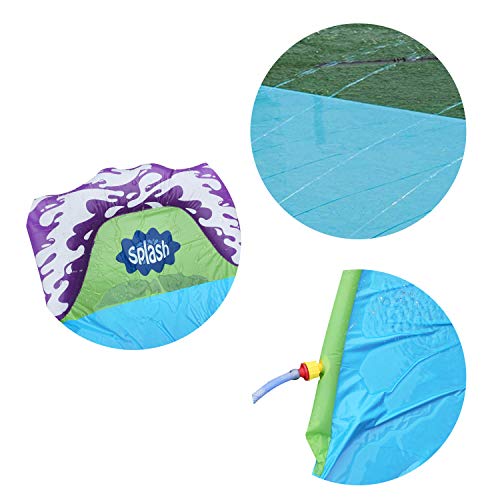 Lawn Water Slide with Crash Pad - 190\" X 28\" Giant Blow Up Single Slides for Kids,Adults,3-In-1 Design Outdoor Toys As Water Slide,Slide,Sprinkler for Grass,Backyard,Summer Pool