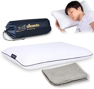 alkamto® Ergonomiczna poduszka dla dzieci, 50 x 32, Öko-Tex, płaska poduszka dla dzieci i małych dzieci od 2 lat (50 x 32 x 6 cm)