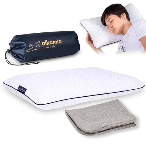 Vertbaudet Extraflaches Kinder Kopfkissen für Allergiker weiß 40X60 5 Alkamto Orthopädisches Kinderkissen- 3 - 8 Jahre Memory Foam HWS Kopfkissen-Visco Nackenkissen-für Kinder und Kleinkinder-Thermoregulierender bezug, zusätzlichen Baumwollbezug (3 - 8 Jahre) 50 x 32 cm