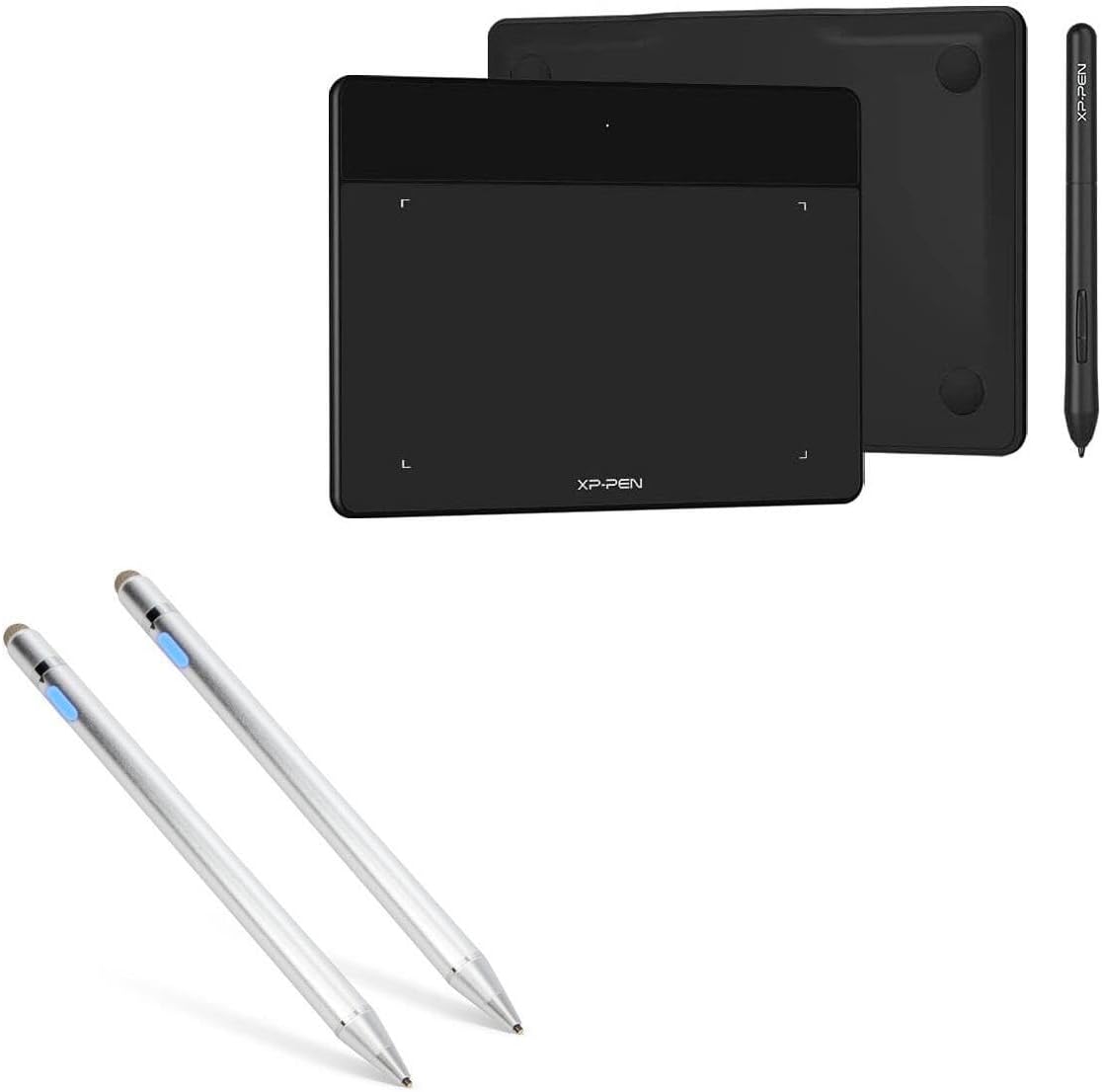 BoxWave Stylus Pen Compatible with XP-Pen Deco Fun S - AccuPoint Active Stylus (2-Pack), Electronic Stylus with Ultra Fine Tip - Metallic Silver