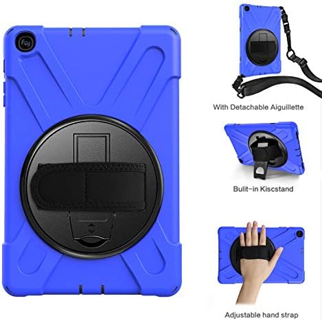 Gerutek Galaxy tab a 10.1 2019 Case, tab a SM T510/T515 Case,Heavy Duty Rugged Case with 360 Rotating stand and Hand/Carry Strap Protective Cover Case for Samsung Galaxy Tab a 10.1 2019 Case, Blue