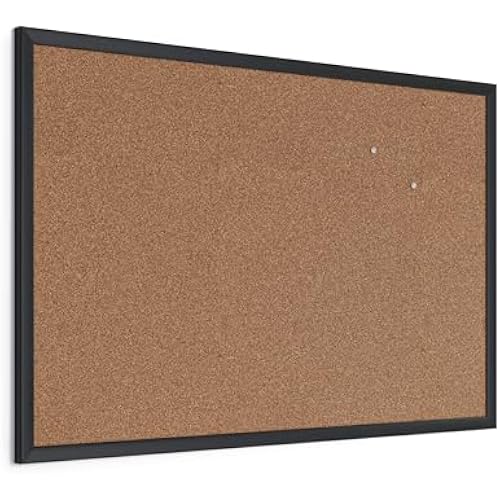 U Brands Cork Bulletin Board, 24'' x 36'', Black Wood Frame