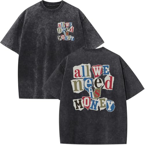 Ladicme Oversized Graphic Tshirts for Men Cool Streetwear Shirts Black