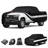 Holthly 10 Layers Truck Cover Waterproof All Weather Custom Fit Chevrolet Colorado(2003-2026) Extended/Crew Cab Short Bed, Outdoor Full Exterior Pickup Car Cover Sun Rain Snow Ice Protection. Black