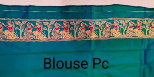 Generic teal baluchari silk saree in katan silk – image 7
