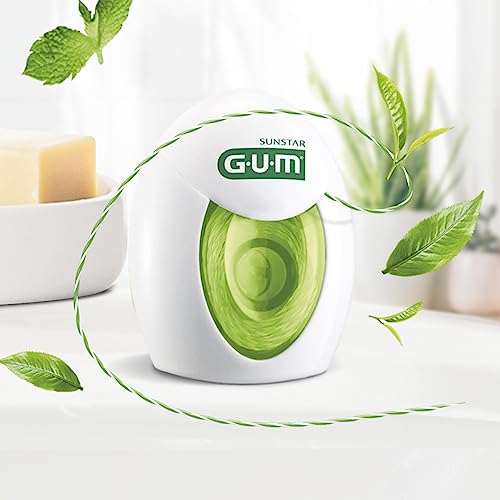 GUM Twisted Floss Zahnseide | entfernt Plaque zwischen den Zähnen und dem Zahnfleischrand | bis zu 30% mehr Zahnseide | 30 m | 3 x 1 Stück (mit 1 Bonusprobe) – Bild 3