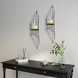 Black Candle Holder, Wall Sconces Set of Two Candle Holder, Modern Metal Wall Art Decorations for Li