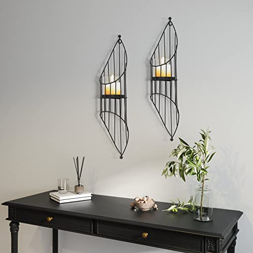 Black Candle Holder, Wall Sconces Set Of Two Candle Holder, Modern Metal Wall Art Decorations For Living Room, Entryway, Dining Room And Office, 20H X 4D #TOP3