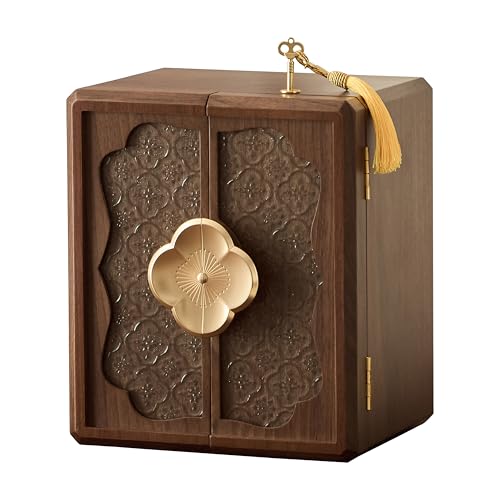 Lockable Walnut 5-Layer Jewelry Box