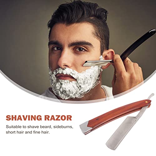 Lurrose Straight Razor- Carbon Steel Straight Edge Barber Razor Professional Mens Straight Razor Kit With Vintage Wood Handle #TOP6