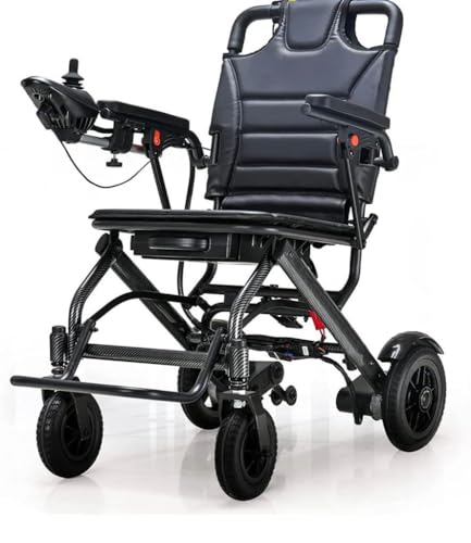33lb Foldable Electric Wheelchair 2.4 Stones Super Lightweight Folding Power Chair 15 KG Mobility Chair Remote Control 20 ah Battery 6 KMPH 360W (2 X 180W) Dual Motor Aluminium Frame