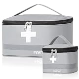 Cozary 2 Pièces Trousse de Secours Vide, Grandes & Petites Trousse Pharmacie Voyage, Étanche Sac de Médecine Portable, Boite Medicaments Rangement, pour Outdoor, Maison, Voyages - Gris