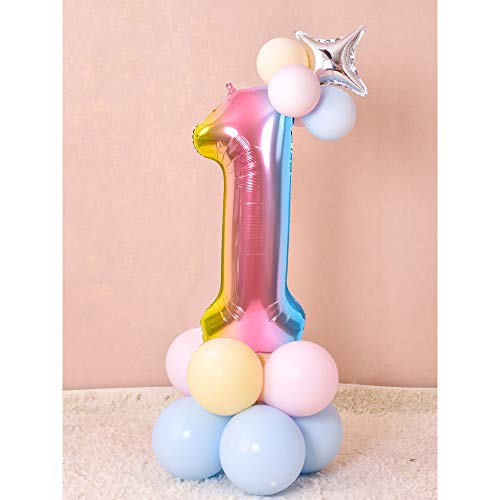 Toniful 40 Inch Rainbow Large Numbers Balloons 0-9, Number 5 Digit 5 Helium Balloons, Foil Mylar Big Number Balloons For Birthday Unicorn Party Anniversary Supplies Decorations #TOP3