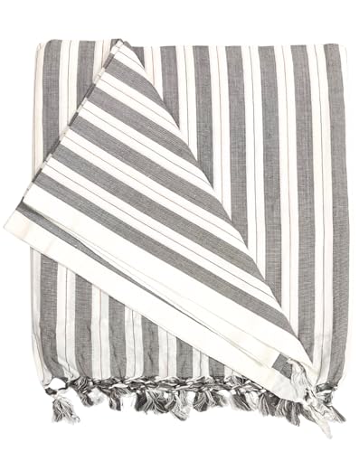 Image of Arvore Bunkaar Pure Handloom 100% Soft Desi Bamboo Viscose Soft Bhagalpuri Andi Chadar /Summer Blanket /Khes /Top Sheet /AC Blanket /Odhne wali Chadar (Grey Multi, Striped, 1, Bhagalpuri Chadar)