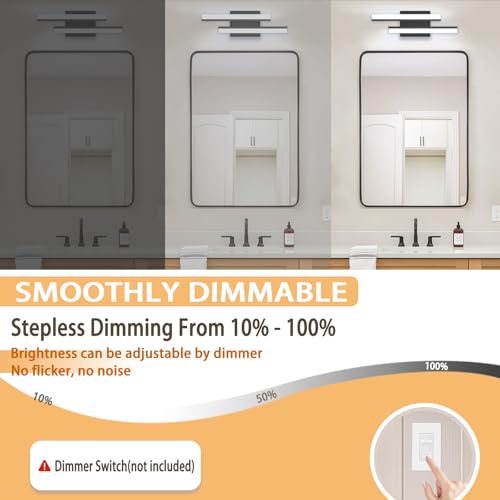 Image of Bathroom Light Fixtures: 18-Inch Modern Bathroom Vanity Light ETL Certificated 5CCT Optional Wall Lights Over Mirror 20W, LED Vanity Light Bar 0-100% Dimmable - Wall Light Fixtures, 1 Pack