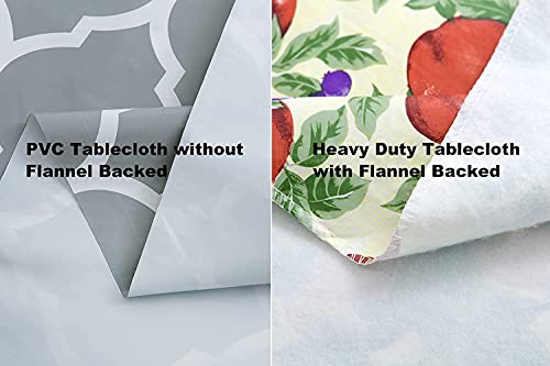 Hsk Hswek Heavy Duty Vinyl Tablecloth, Flannel Backed Wrinkles Free Water-Proof Pvc Tablecloth, Kitchen Table Covers, Easy To Clean Indoor Outdoor Patio Round 60Inch Tablecloth (Fruit) #TOP4