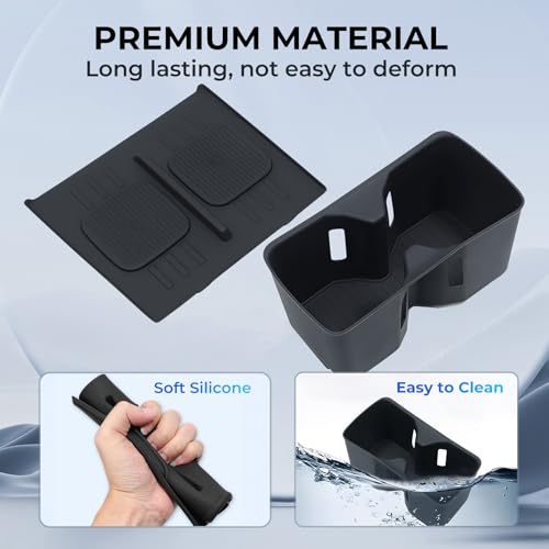 Image of Cup Holder Insert & Wireless Charging Protective Mats for Hyundai Santa Fe 2026 2025 2024, Center Console Interior Accessories Cup Holder & Wireless Charger Cover Pad for 2024-2026 Santa Fe