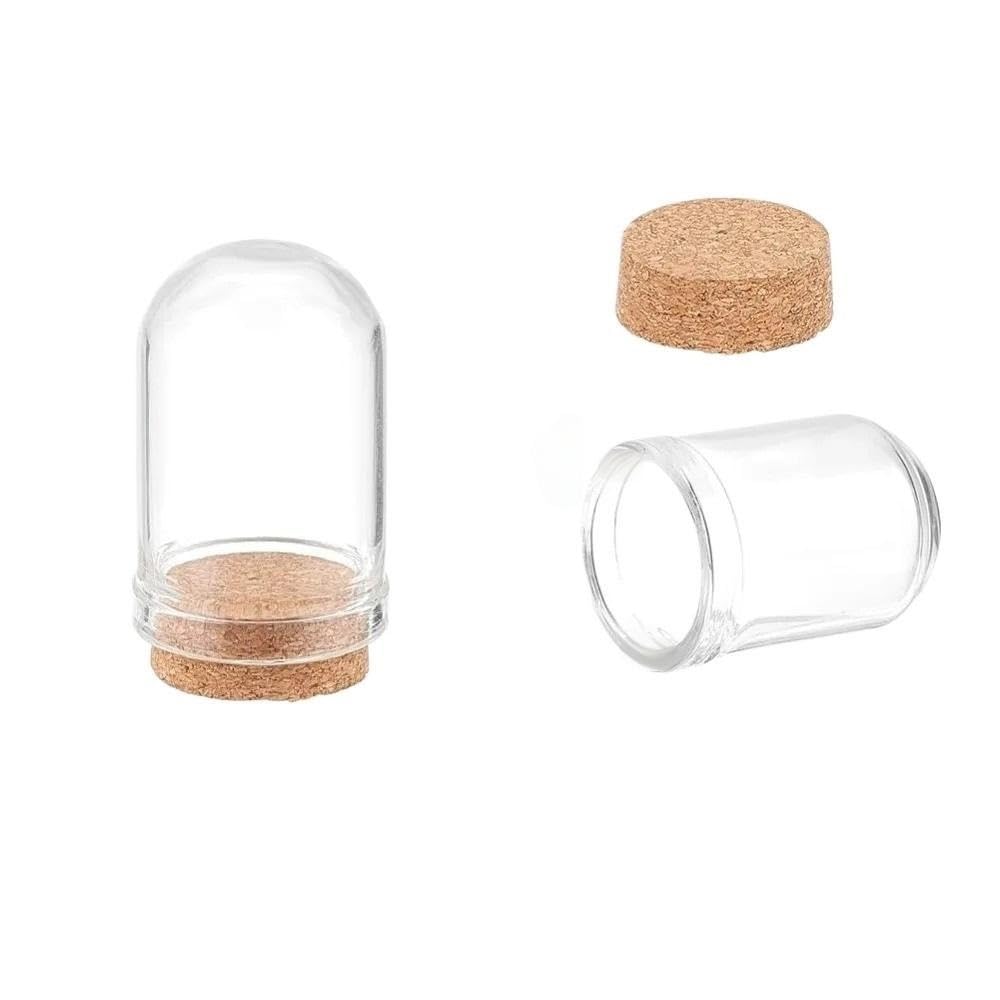 Display Bell Jar 25pcs Glass Jars Dome Cloche Cover Decoration Bottle, 36.5x22mm Mini Cloches with Cork Stoppers