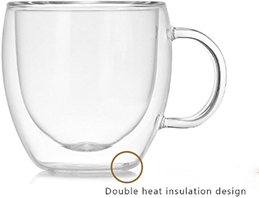 Hovico Set Di 4 Tazzine In Vetro Doppia Parete Con Manico – Per Caffè, Tè, Latte – Vetro Borosilicato - 3