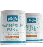 Magnesium en Poudre PiùLife – 215 mg par Dose – Carbonate et Pidolate – Sans Sucre, Goût Orange – Complexe magnesium 600 g – Contribue à un métabolisme énergétique normal