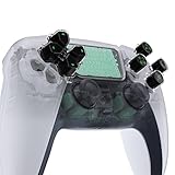 eXtremeRate Replacement Custom Dpad Action Buttons Three-Tone Black & Clear with Green Redesigned Symbols...