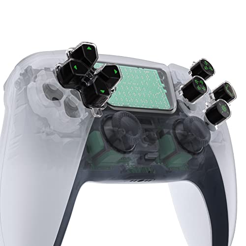 Tasti Ricambio per ps5 controller Pulsanti Frontali D-pad per ps5 Joystick con Simboli Ridisegnati Personalizzati-Verde&Nero