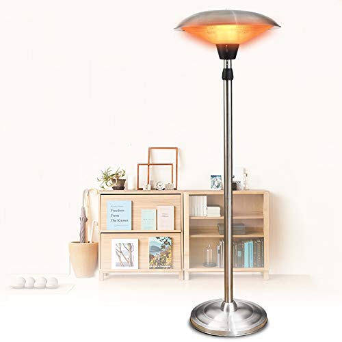 Heizpilz Terrassenheizer Infrarotstrahler, Heizstrahler Quarzstrahler, 3 Heizstufen, Höhenverstellbar bis 210 cm, Elektro Halogenheizer mit