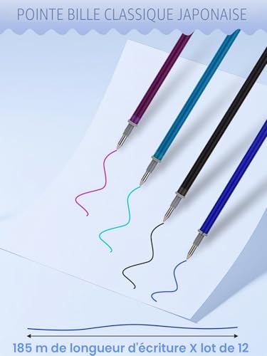 DealKits 12x Mines de Rechange Effaçables Compatibles avec Legami [6 Bleu, 2 Noir, 2 Violet, 2 Turquoise], Pointe 0,7mm, Hauteur 13 cm, Encre Thermosensible – vue 5