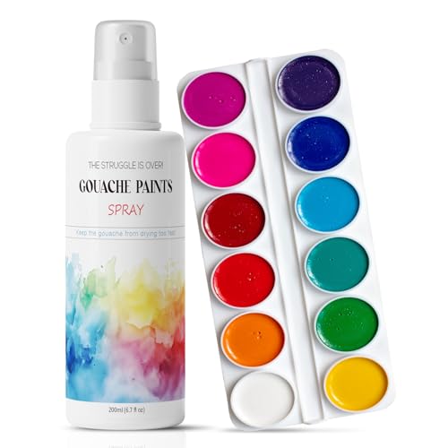 KEXGUSS - Gouache Wetting Spray, Moisturizing Palette Spray for Gouache Paint - Reactivates Dry Pigments/Preventing Cracking, Professional Art Supplies & Gift for Artists and Hobbyists - 200ml (6.76 oz)