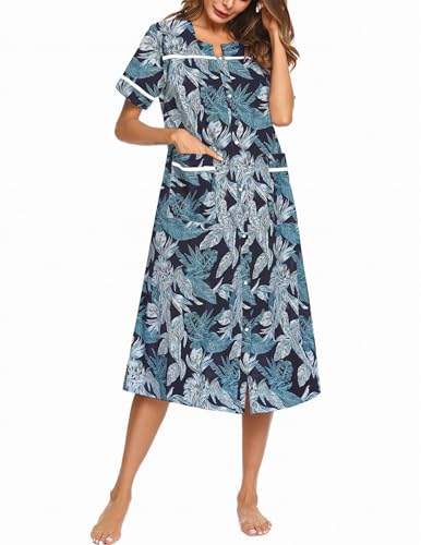 Ekouaer Women's Snap-Front Casual Sleepwear